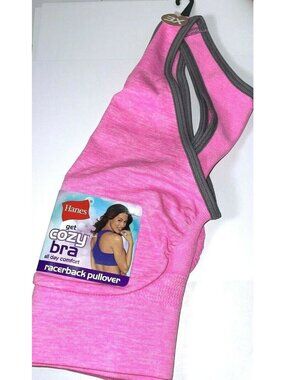Womens Hanes Cozy Bra Sports Bra SML PINK Razerback Pullover Stretch Yoga Active